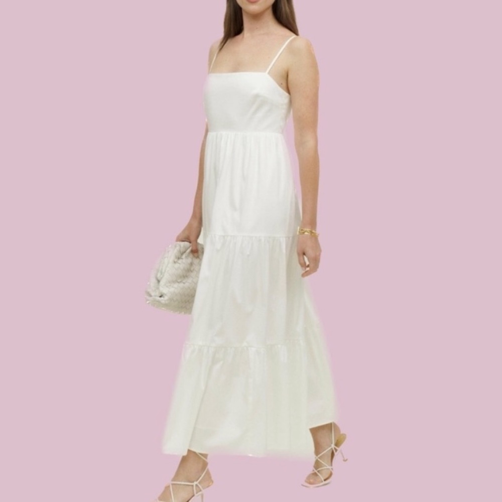 Reformation Jeans White Tiered Gauze Organic Cotton Dress